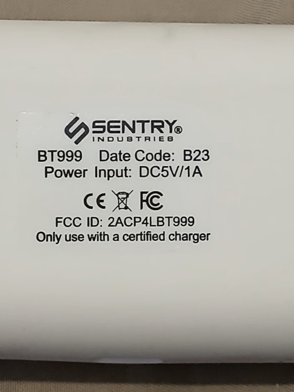 Sentry Industries BT999 Portable Charger Power Bank - White (Case Only)